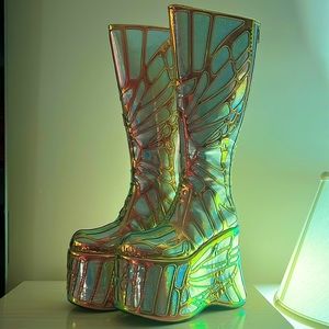Club Exx Holographic Butterfly Platform Boots